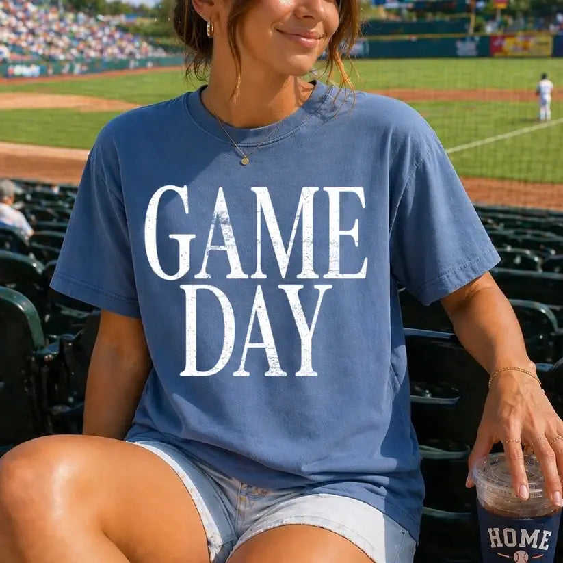 Game Day Distressed Comfort Colors T-Shirt Football Baseball