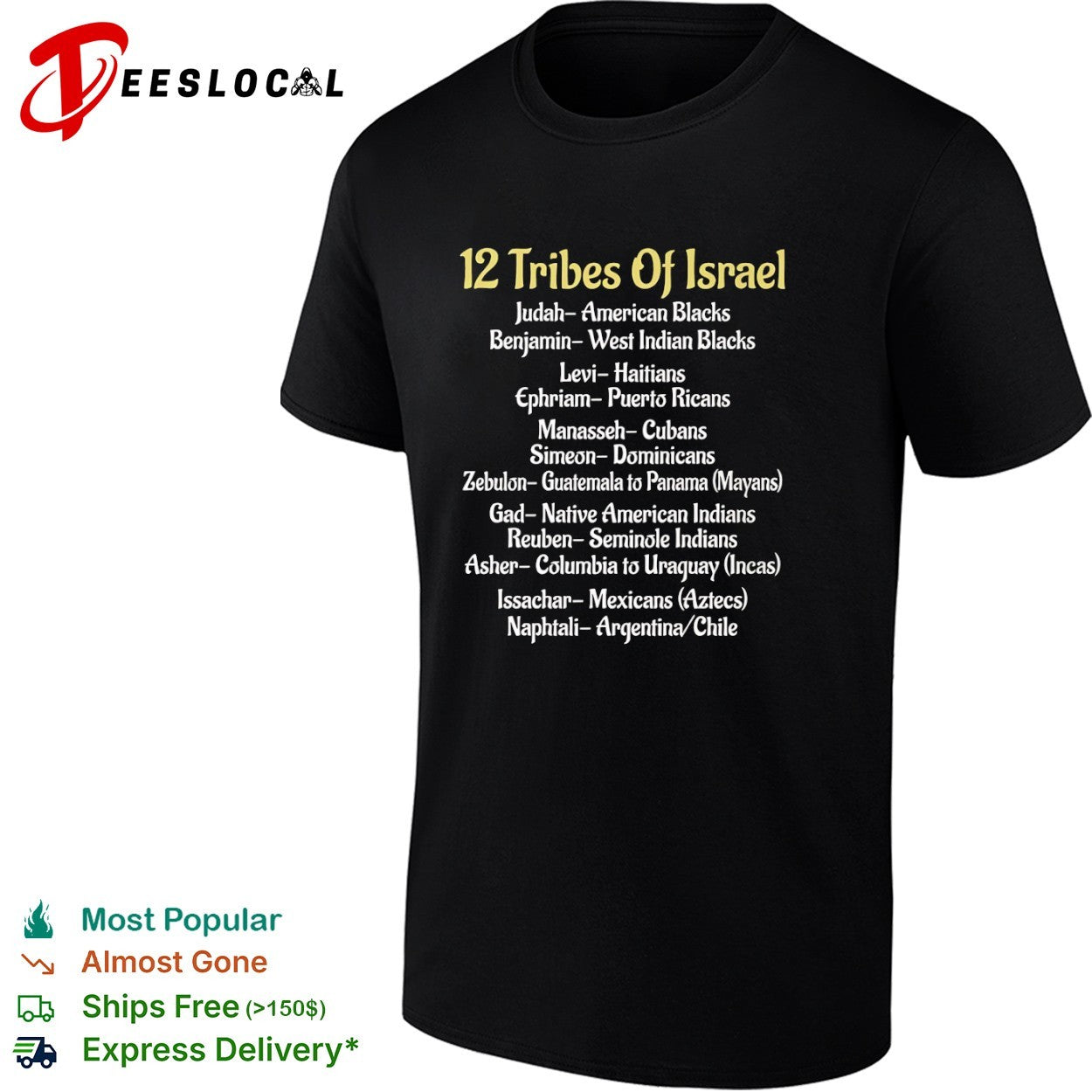 12 Tribes of Israel List of Nations and Peoples shirt