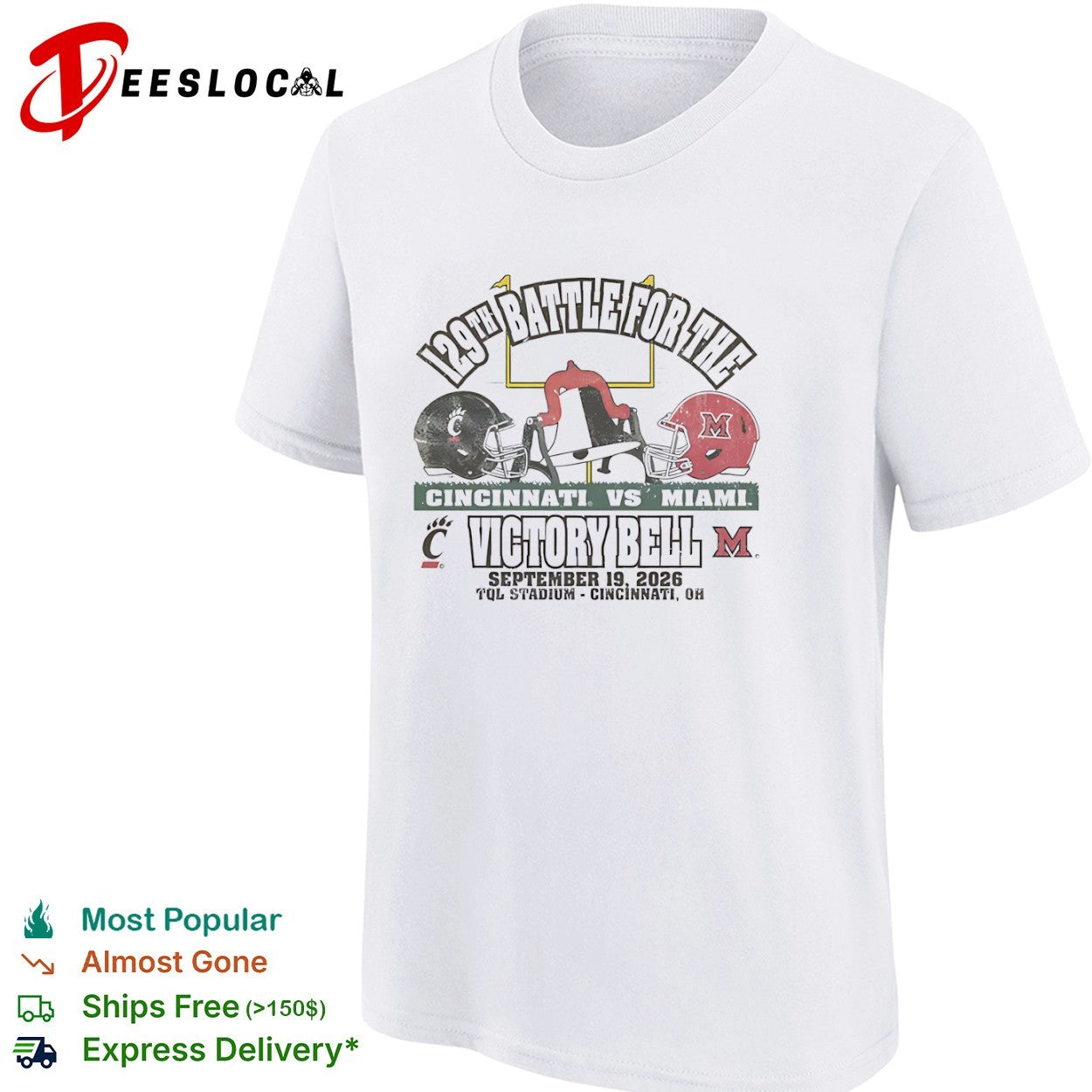 129th Battle for the Victory Bell Cincinnati vs Miami 2026 shirt