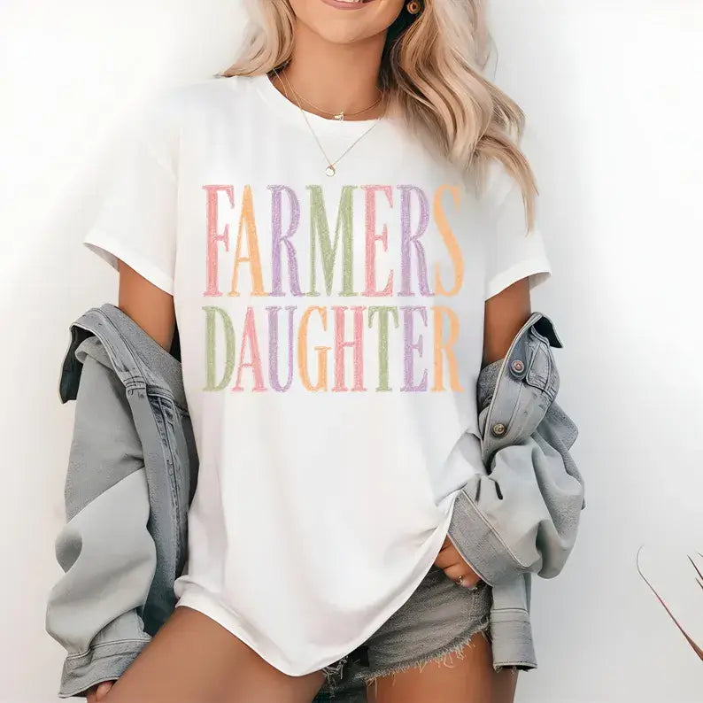 Farmers Daughter  Colorful Comfort Colors Tee Farm Life