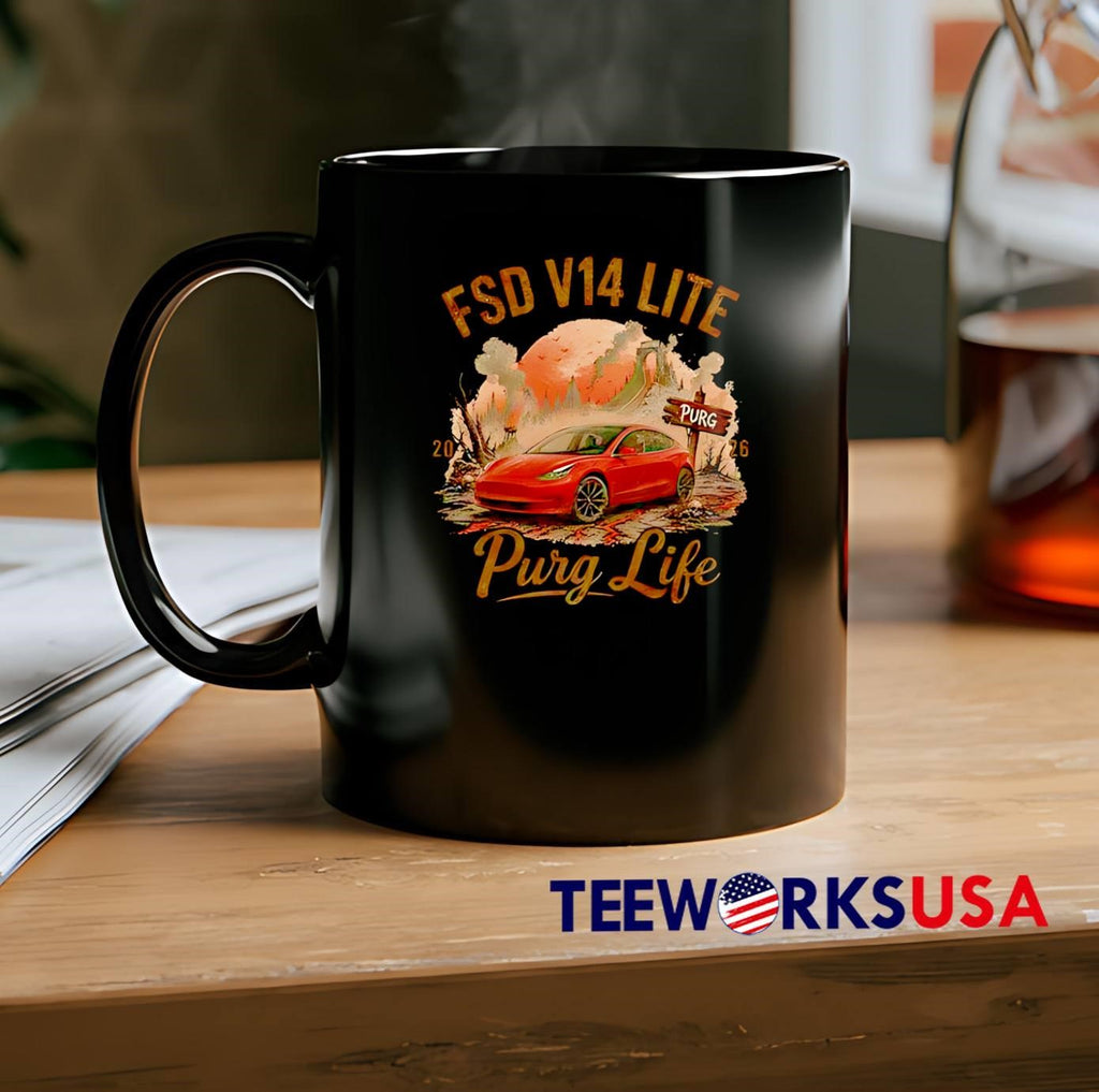 2026 FSD V14 LITE Purg Life Red Tesla Driving Post-Apocalyptic shirt