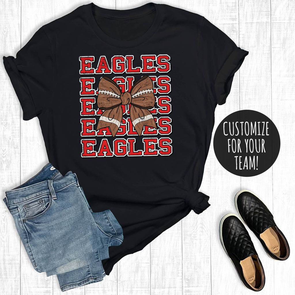 Custom Coquette Football Bow Graphic Tee