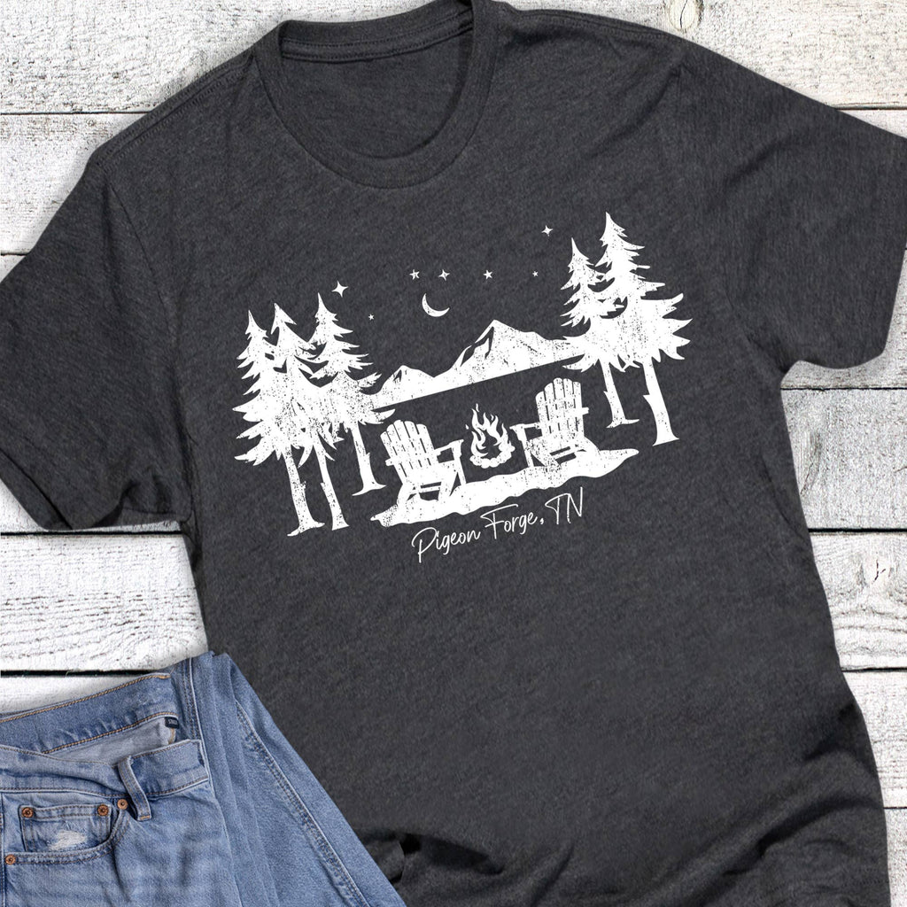 Custom Name Drop Camping Mountains Graphic Tee
