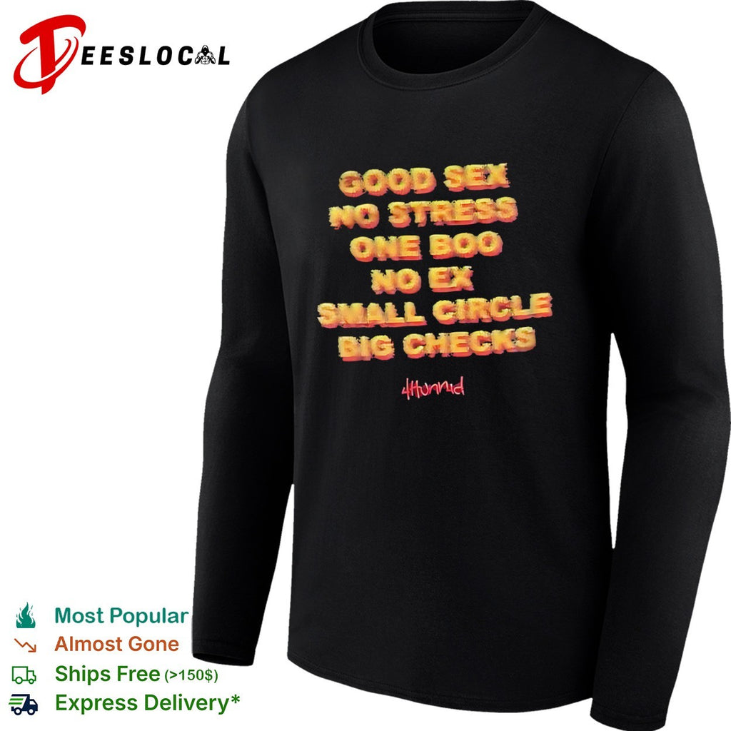 4Hunnid Good Sex No Stress One Boo No Ex Small Circle Big Checks shirt