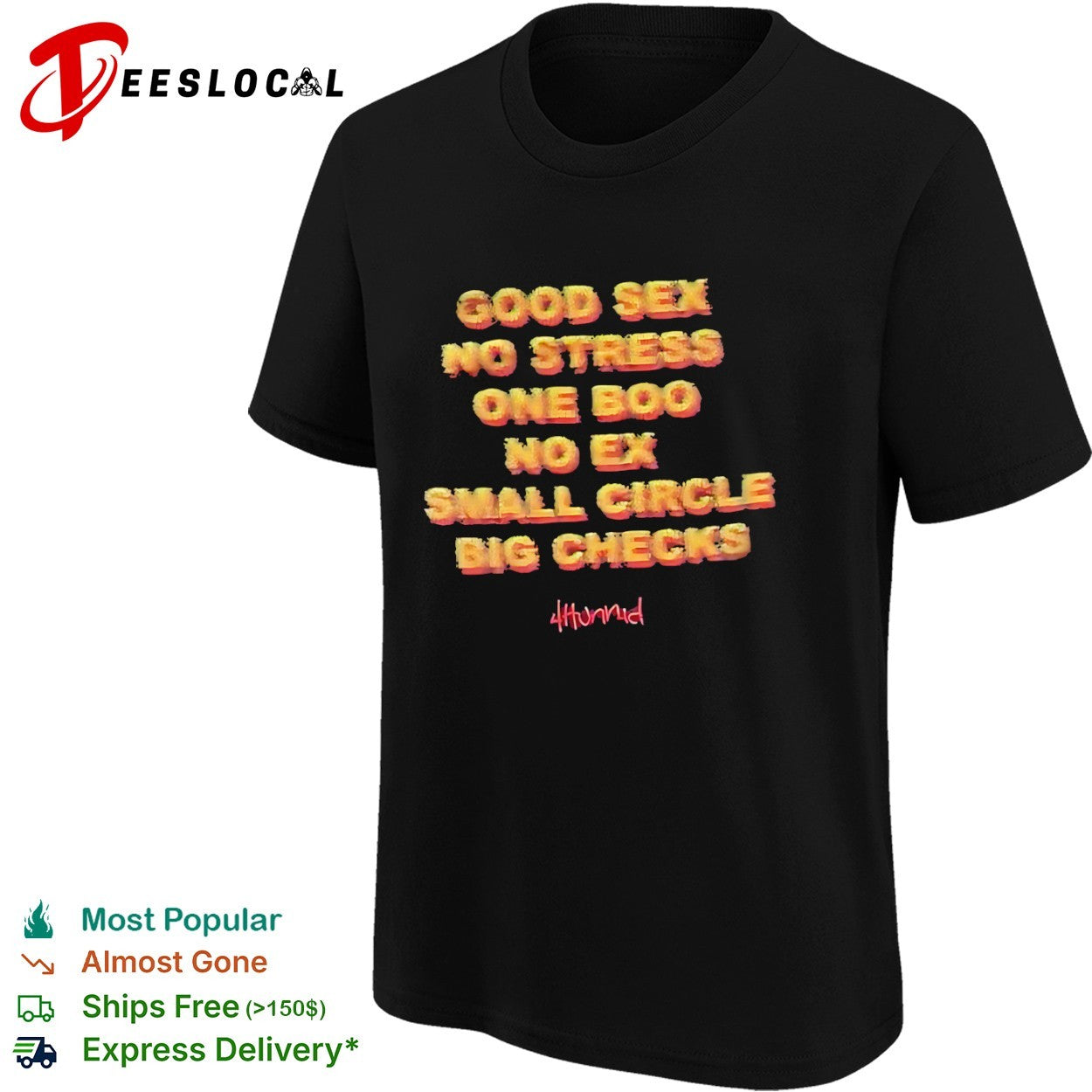 4Hunnid Good Sex No Stress One Boo No Ex Small Circle Big Checks shirt