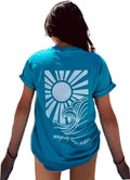 Womens Oversized Vintage Flower Preppy Western Graphic Tees Tops Y2k Ocean Coastal Summer Beachy T Shirts
