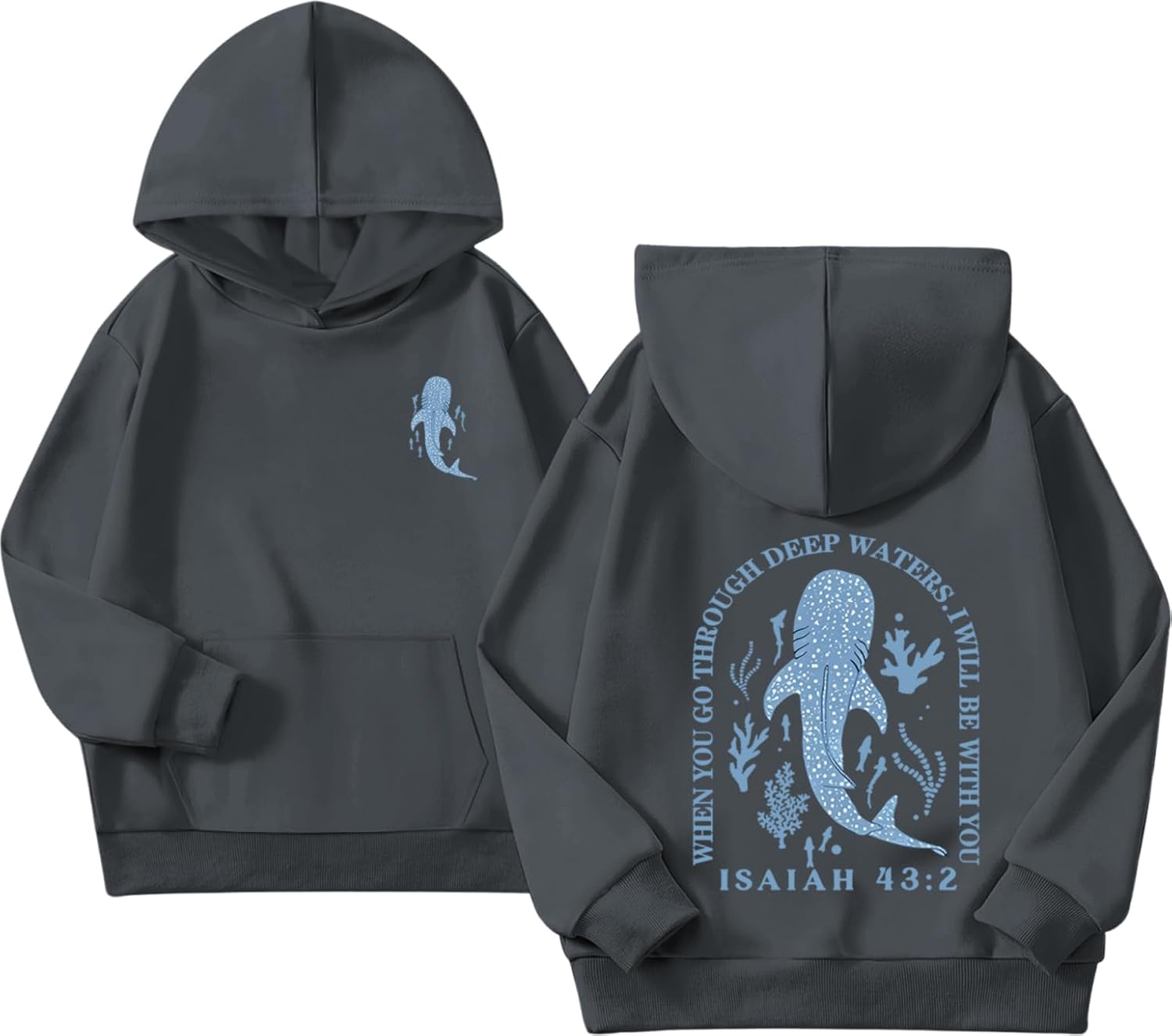 Cute Christian s For Girls Graphic Whale Shark Kawaii Kids Jesus Faith Bible Verse Pullover