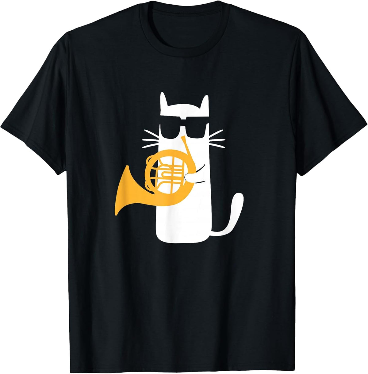 Cat French Horn Funny Cat Lover Unisex , , , Long Sleeve Tee