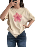 Girl's Cherry Leopard Shirt Short Sleeve Loose Cute Summer T Shirt Trendy Aesthetic Baggy Tops