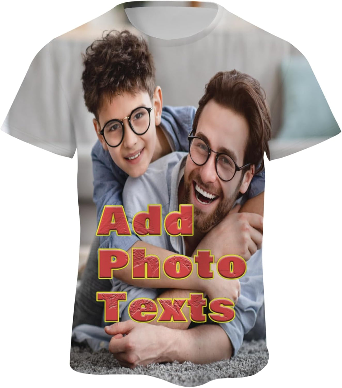 Custom Personalized Photos&Text Shirts All Over Print Short Sleeve Shirts for Men Women