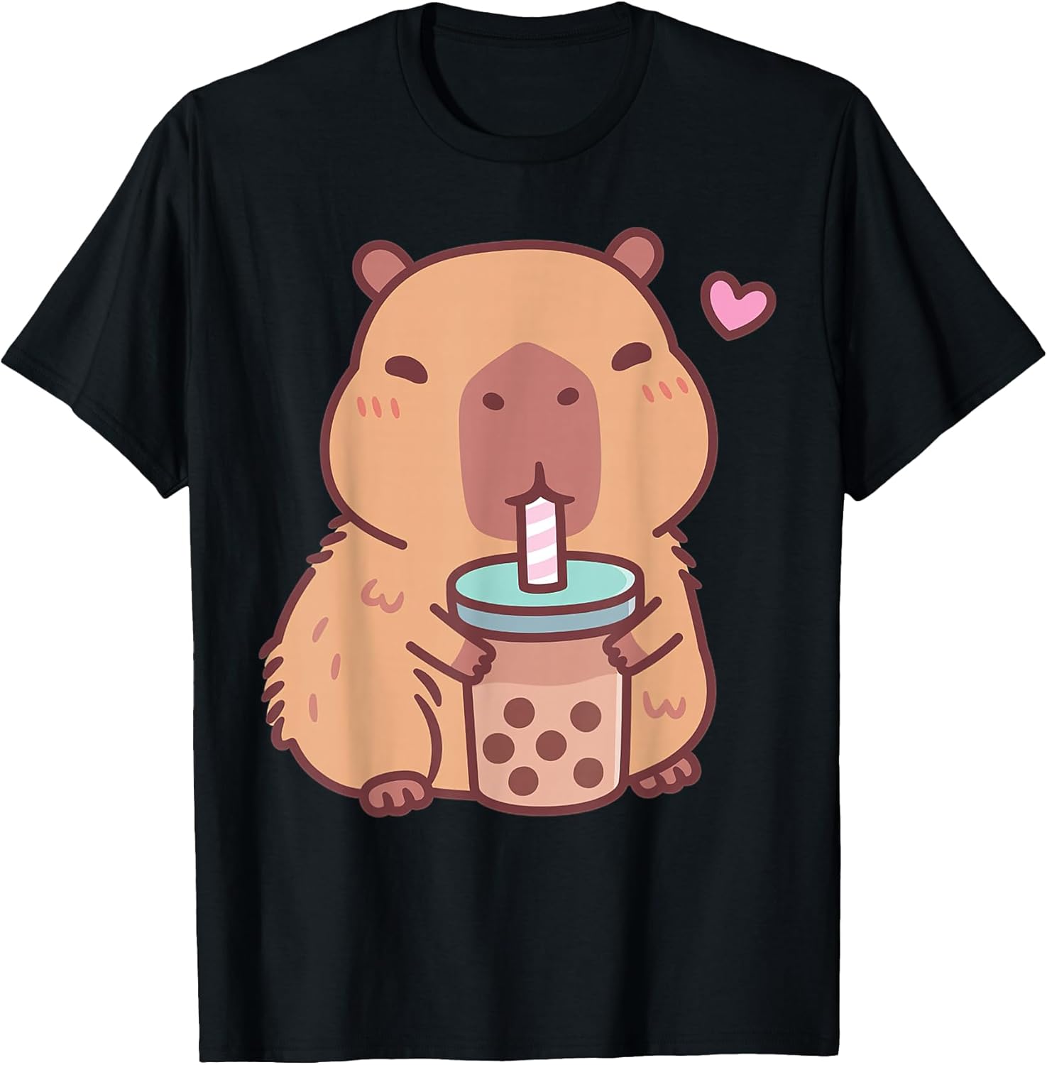 Cute Capybara Kawaii Anime Drinking Bubble Tea Lover Girls Unisex , , , Long Sleeve Tee