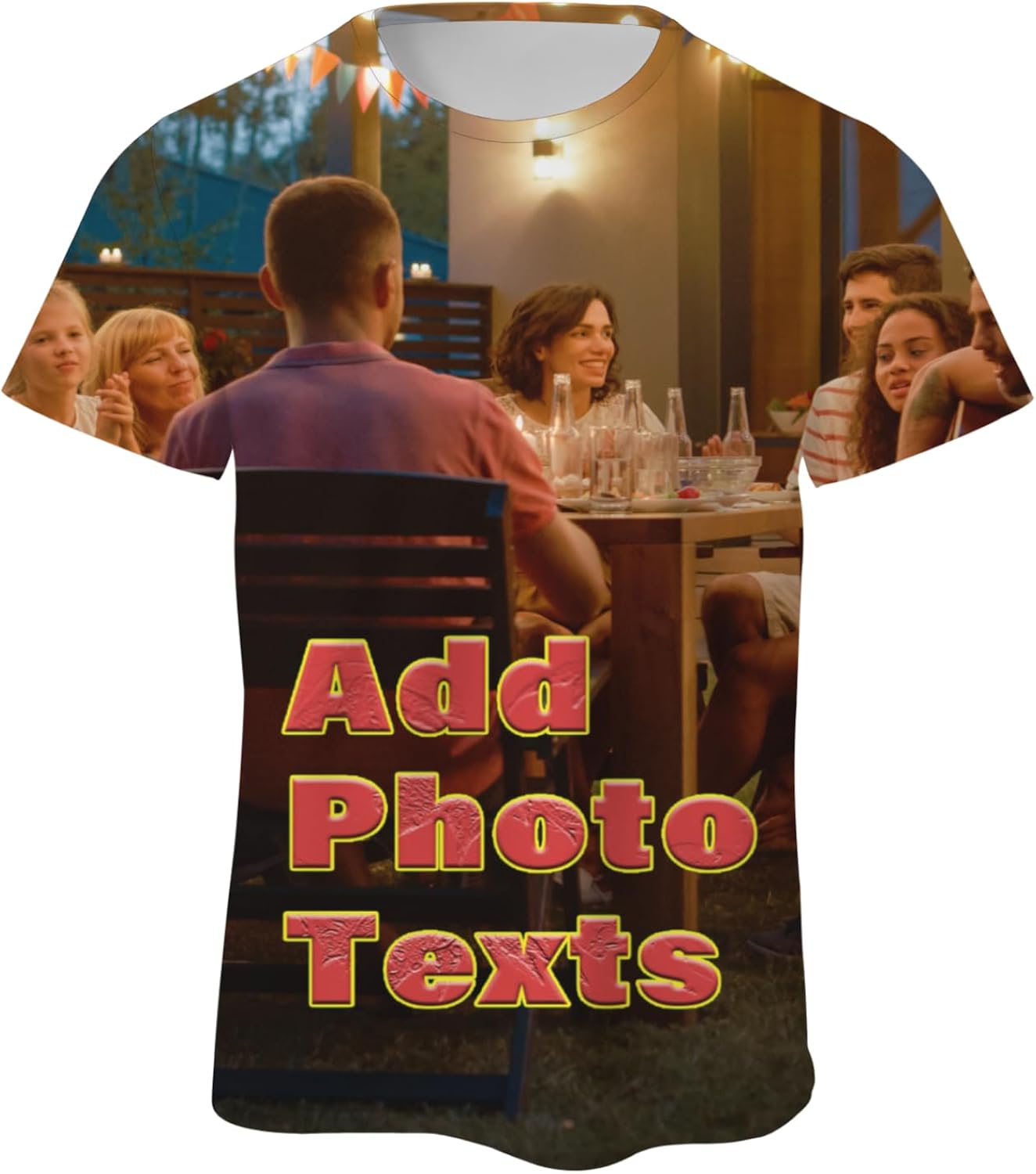 Custom Personlized Photo Text Shirt All Over Print Tees Design Your Own Crew Neck Shirt for Men Women