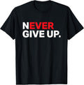 Mens Never ever give up motivational tee shirt 2XL Slate Unisex , , , Long Sleeve Tee