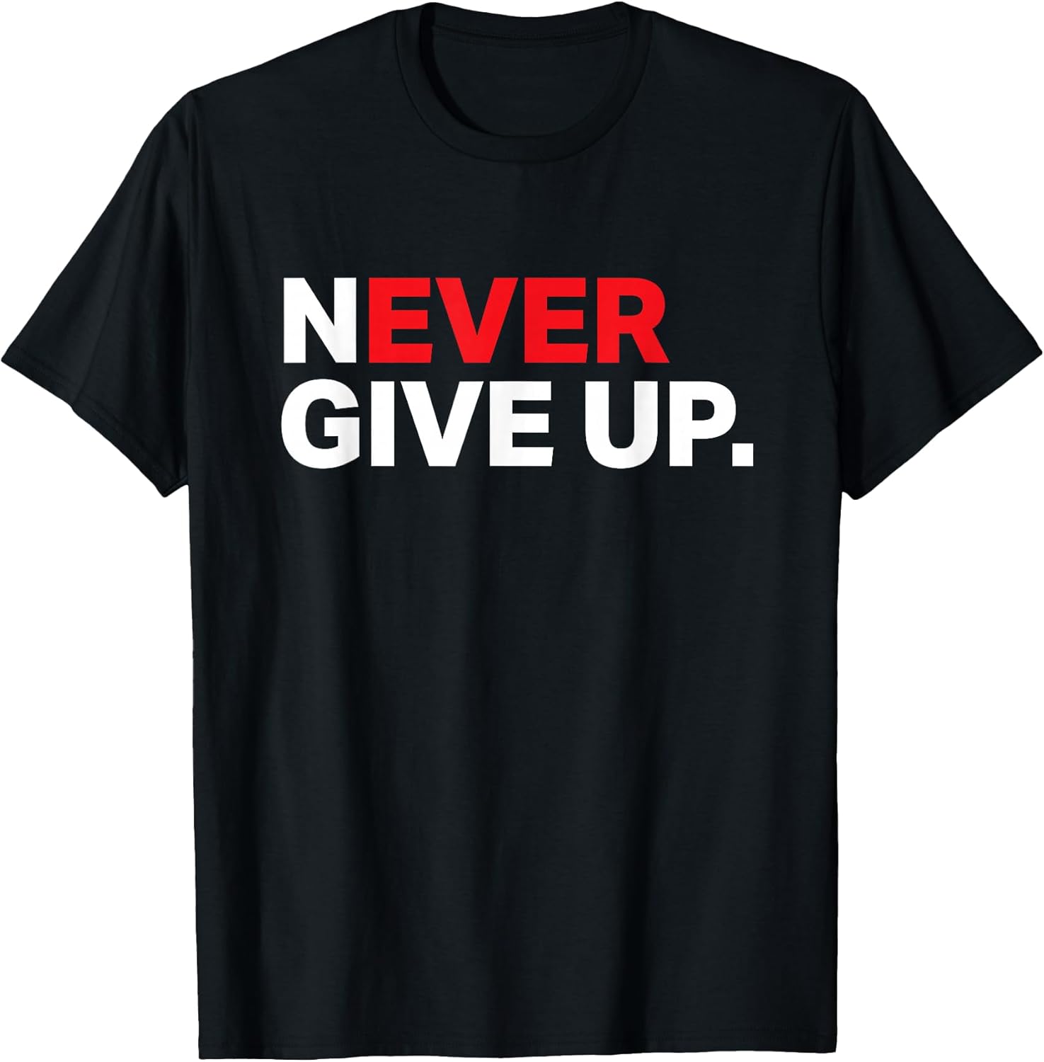 Mens Never ever give up motivational tee shirt 2XL Slate Unisex , , , Long Sleeve Tee