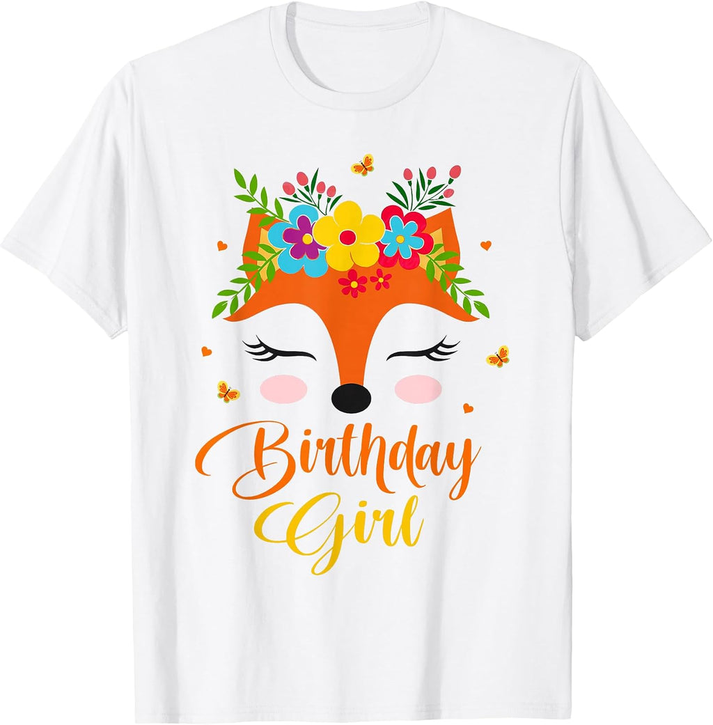Cute Fox Costume Fox Birthday Shirt Girl
