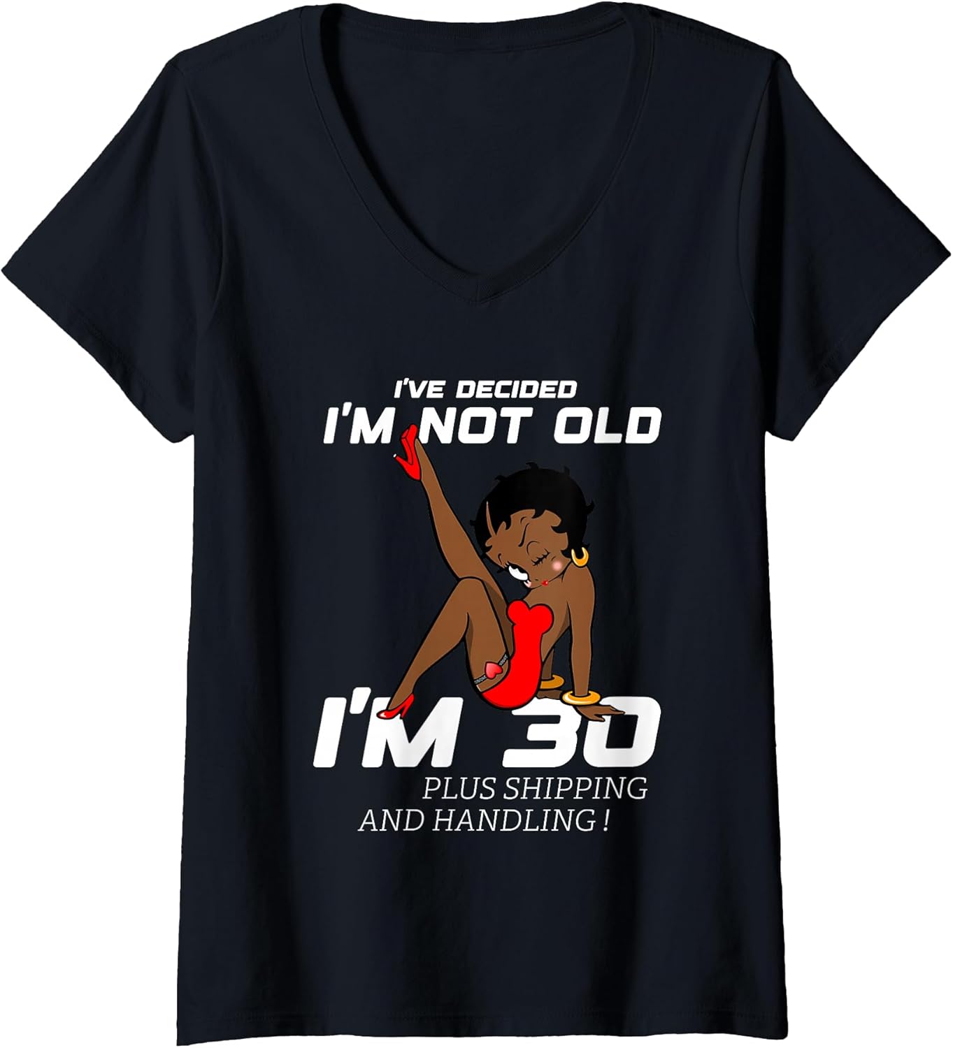 Womens Black Betty Birthday Boop Motivational V-Neck Unisex , , , Long Sleeve Tee