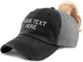 Womens Ponytail Cap Custom Hat Personalized Text & Name Distressed Moms Trucker Hats Unisex , , , Long Sleeve Tee
