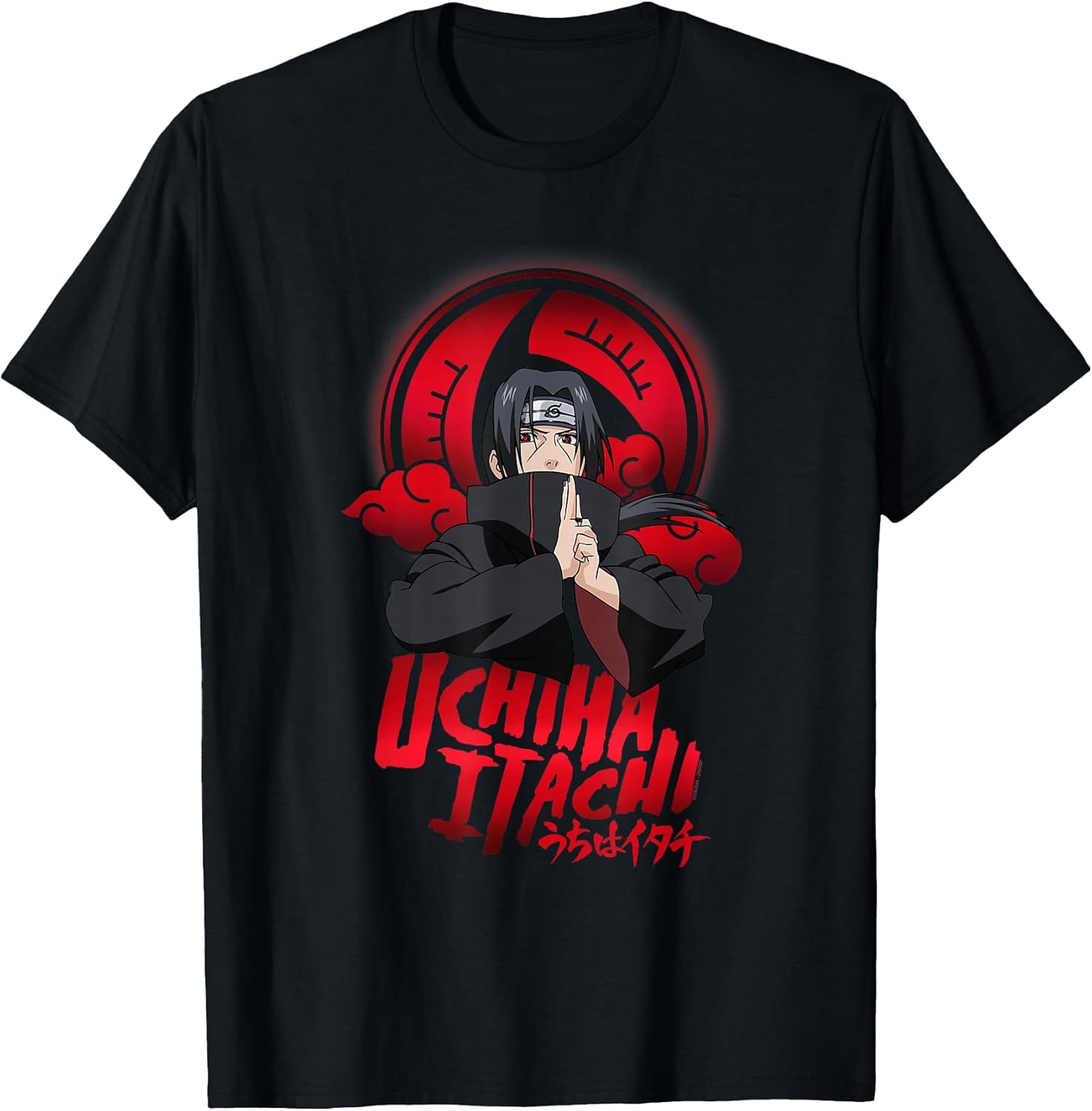 Uchiha Itachi Sharingan Symbol with Clouds Anime Unisex , , , Long Sleeve Tee
