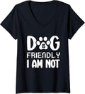 Womens Dog Is Friendly I Am Not Sarcastic Animal Lover Wear V-Neck Unisex , , , Long Sleeve Tee