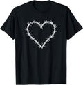 Barbed Wire Heart Grunge Punk Goth Gothic Egirl Aesthetic Small Unisex , , , Long Sleeve Tee