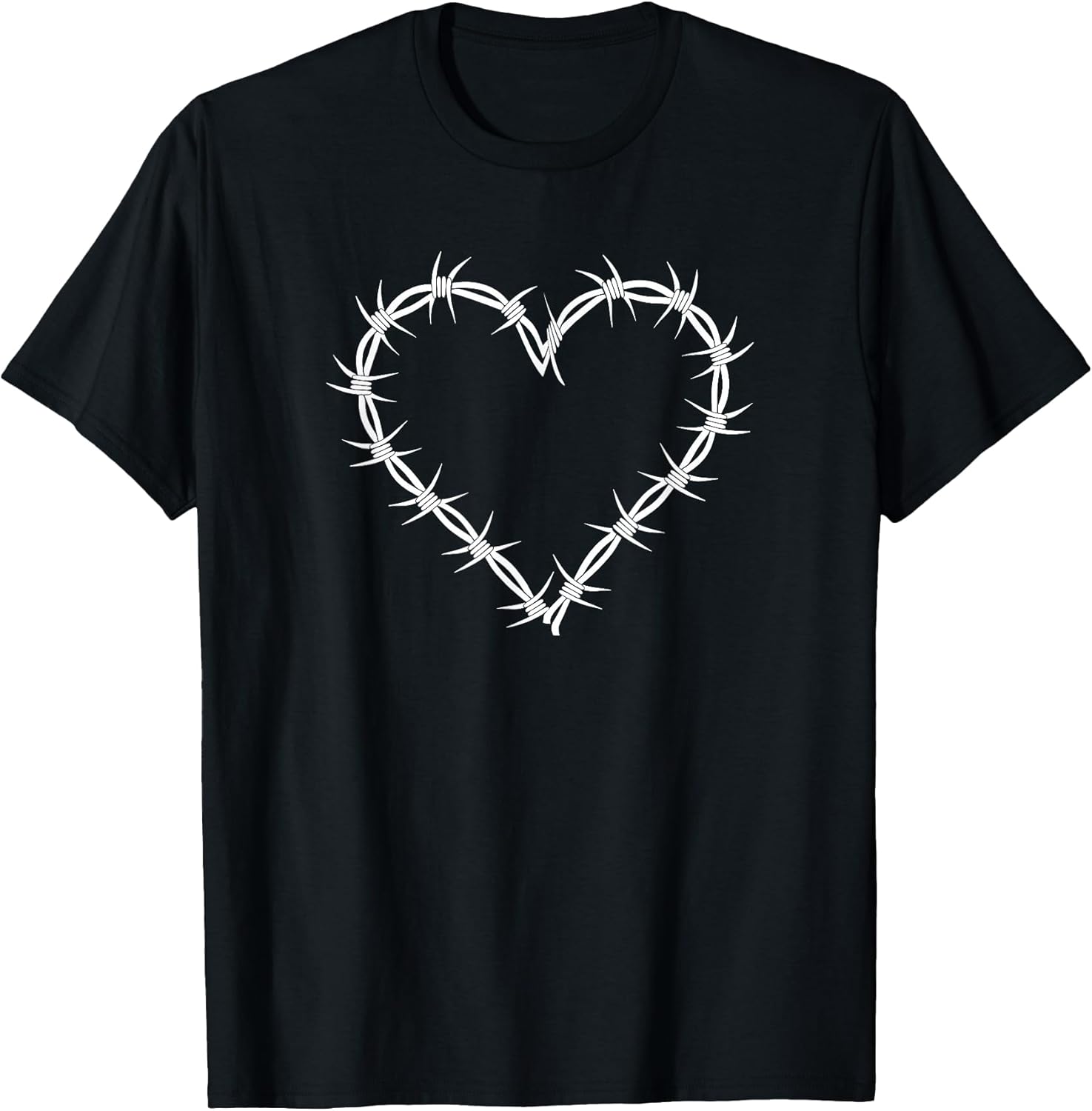 Barbed Wire Heart Grunge Punk Goth Gothic Egirl Aesthetic Small Unisex , , , Long Sleeve Tee