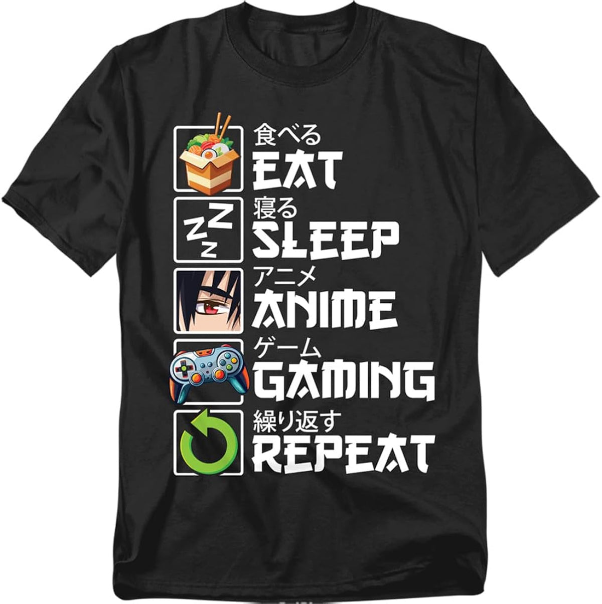 Anime Gaming List T Shirt – Funny Otaku Gamer Humor Tee for Men or Women, Unisex Adult Unisex , , , Long Sleeve Tee