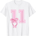 11 Year Old Birthday Girl Coquette Pink Bow Aesthetic Unisex , , , Long Sleeve Tee