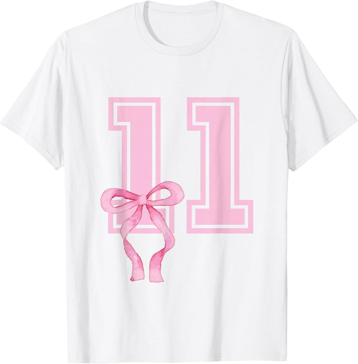 11 Year Old Birthday Girl Coquette Pink Bow Aesthetic Unisex , , , Long Sleeve Tee