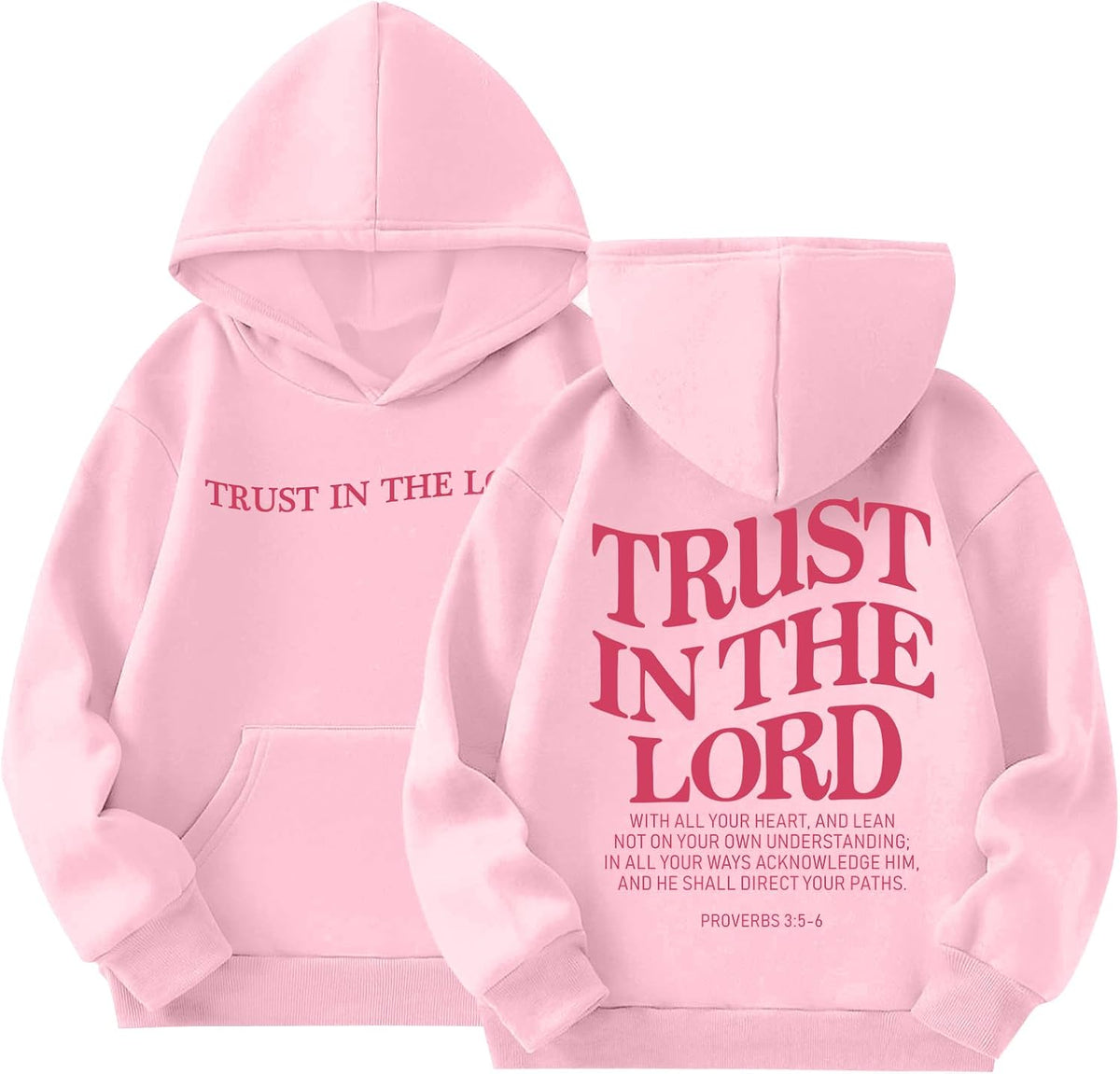 Trust In The Lord Graphic For Girls Christian Jesus Kids Faith Hooded Preppy Pullover Tops