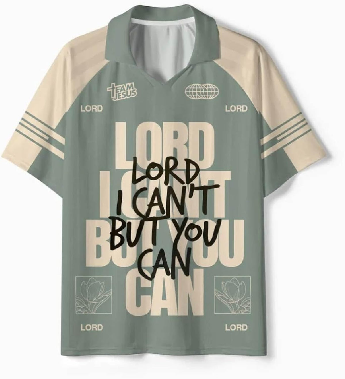 Christian Graphic Tees Oversized Novelty Women Men All-Over Print Collar Jersey Lord I Can't But You Can