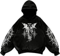 Men's Y2k Gothic Graphic Drop Shoulder Streetwear Pullover Tops Unisex , , , Long Sleeve Tee
