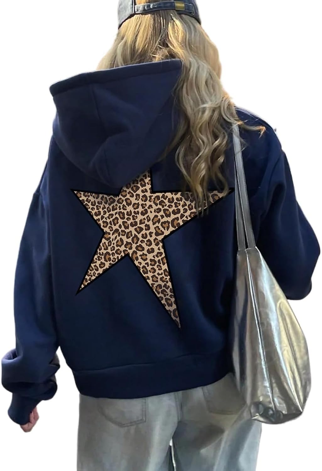 Star Graphic s Oversized Y2k Leopard Print Hooded Cheetah Streetwear Unisex Pullover Tops