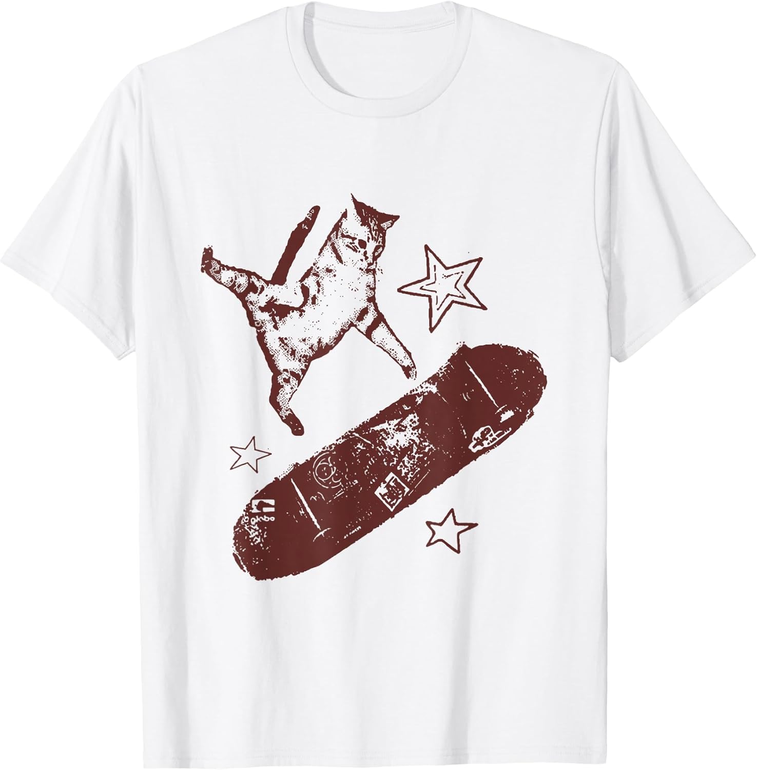 Funny Skateboard Cat Y2k Grunge Vintage Cat Meme Aesthetic Unisex , , , Long Sleeve Tee