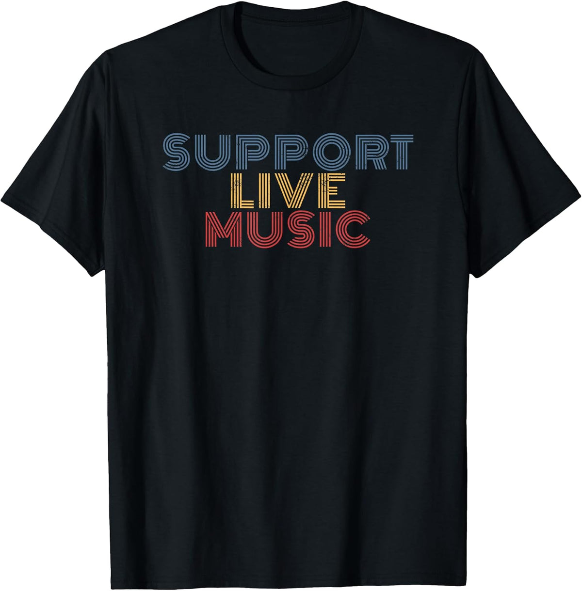 Support Live Music retro rainbow band concert Unisex , , , Long Sleeve Tee
