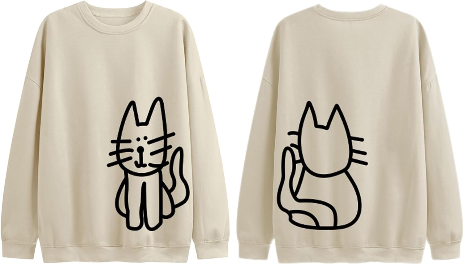 Cat s for Women Graphic Oversized Funny Long Sleeve Shirt Cute Pullover Fleece Tops