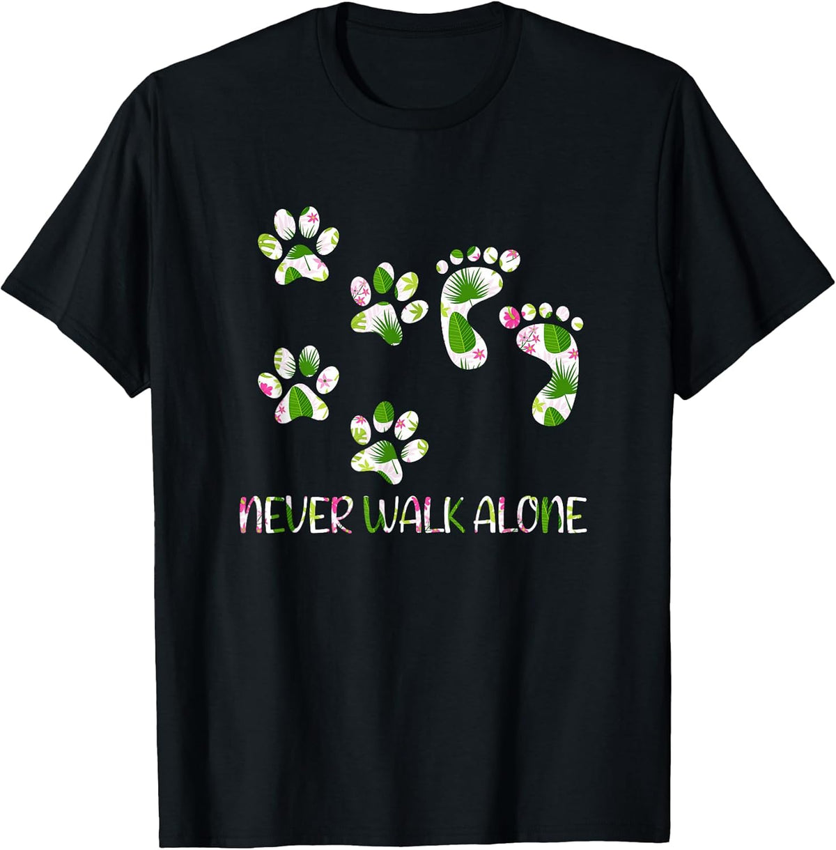 Never Walk a Alone Paw Dog Flower Dog Friends Unisex , , , Long Sleeve Tee