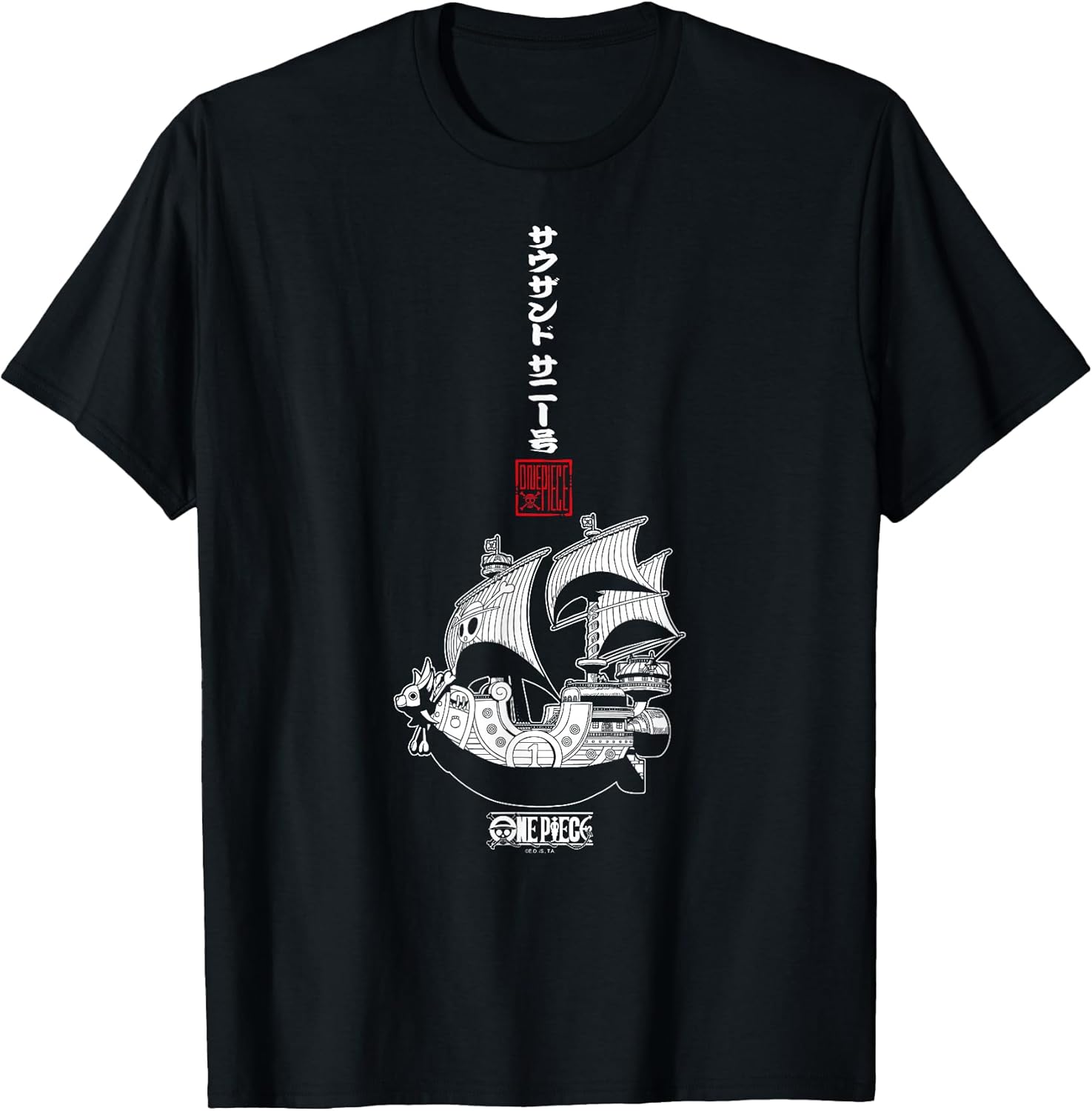 Anime Vertical Kanji Thousand Sunny Pirate Ship Unisex , , , Long Sleeve Tee