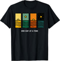 Retro One Day at A Time Motivational Quote Retro Sunset Unisex , , , Long Sleeve Tee