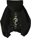 Women's Graphic s Drawstring Long Sleeve Moon Print Pullover Fall Tops Unisex , , , Long Sleeve Tee