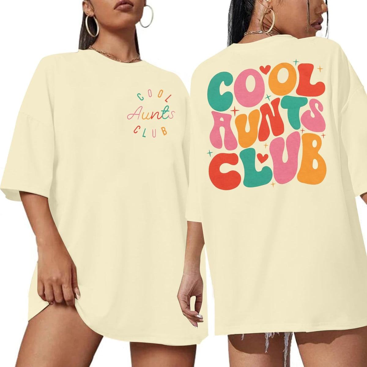 Aunt Shirt Oversize Auntie Shirts : Women Cool Aunts Club Auntie Letter Print Shirt Cute Aunt Gifts Tee Tops