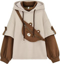 Bear for Girls, Cute Brown Bear Graphic Long Sleeve s with Bag for Women Teen Girl and Kid