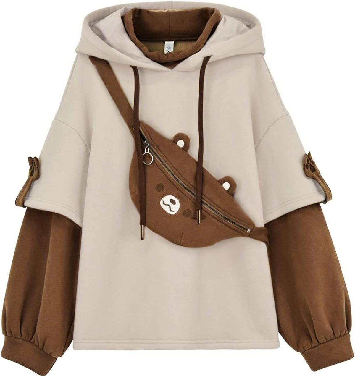 Bear for Girls, Cute Brown Bear Graphic Long Sleeve s with Bag for Women Teen Girl and Kid
