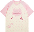 Y2K Cutecore Kawaii Teen Shirt Coquette Harajuku Oversize Japan Cat Print Cute Tshirt Top Clothes