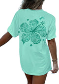 Women Teens Oversized Graphic Tee Shirts Y2k Short Sleeve Floral Aesthetic Tshirt Top Summer Cute Preppy Clothes