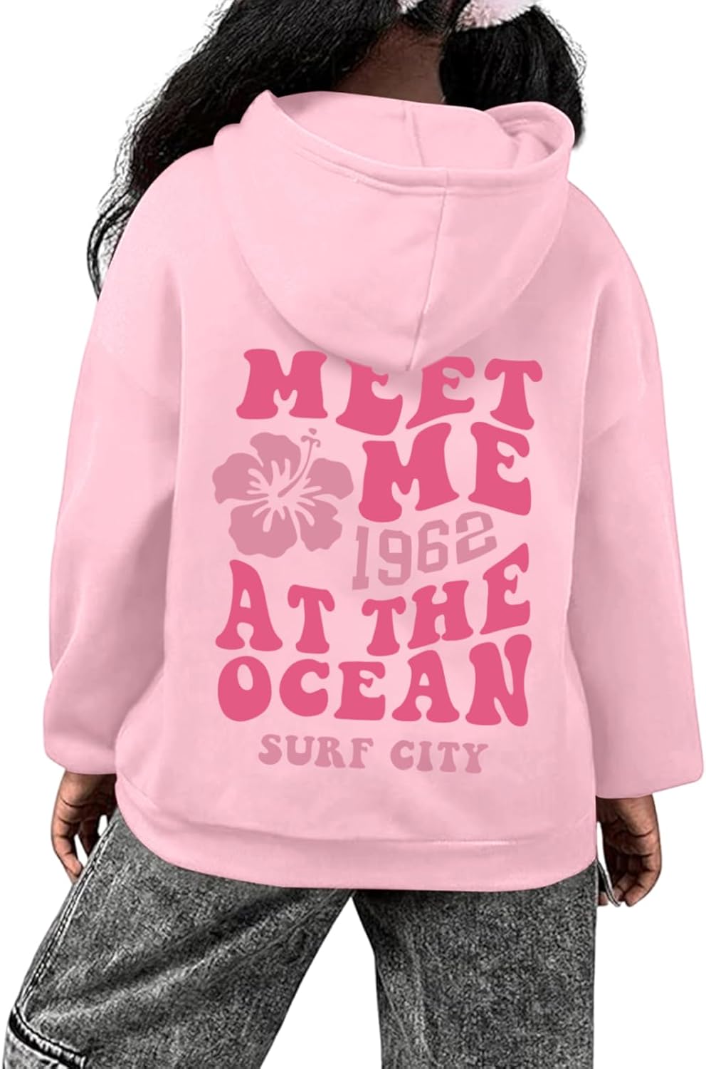 Cute Pink s for Kids Girls Aesthetic Preppy s Trendy Puff Girl's Flower Graphic Casual Pullover