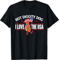 Hot Diggity Dog - USA American Flag 4th of July Fourth T-Shirt Small
