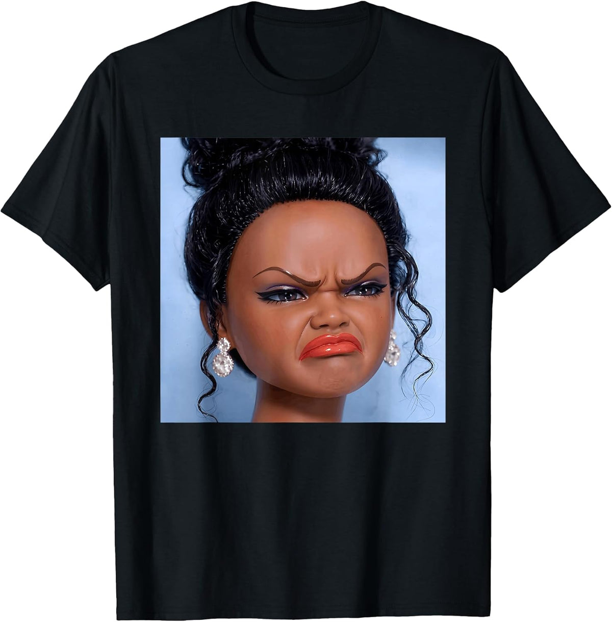 Funny Creepy Doll Face Meme Expression Hilarious Sarcastic Unisex , , , Long Sleeve Tee