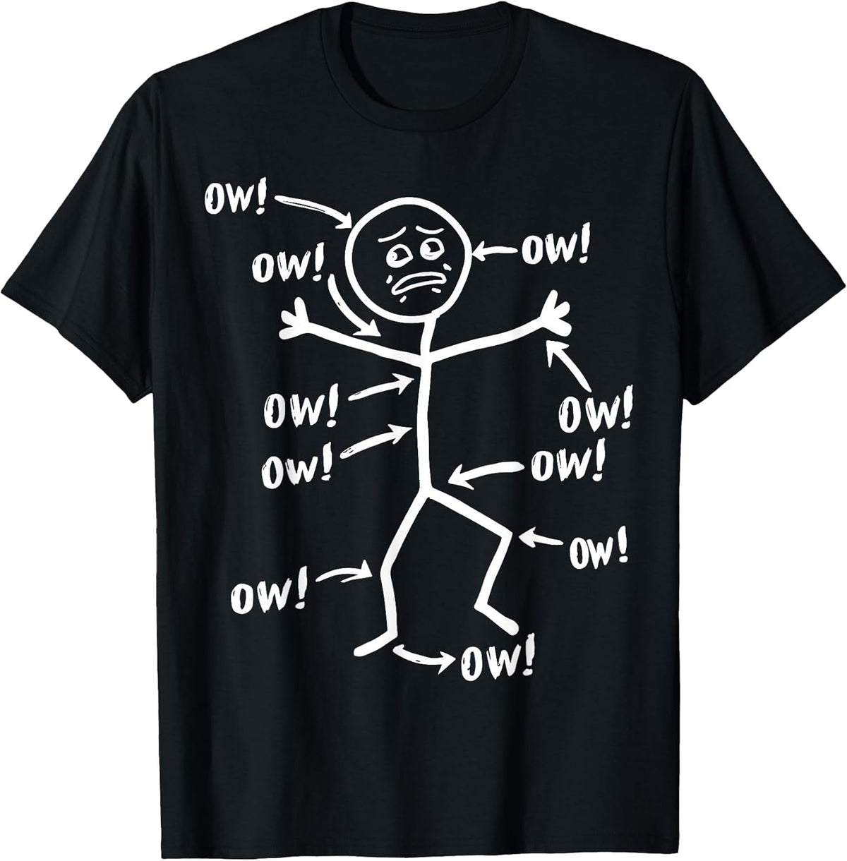 Funny Ow Ow Ow Stick Figure Pain Humor Sarcastic Unisex , , , Long Sleeve Tee