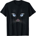 Black Cat Face Blue Eyes Sparkle Lashes Glamorous Cats Lover Unisex , , , Long Sleeve Tee