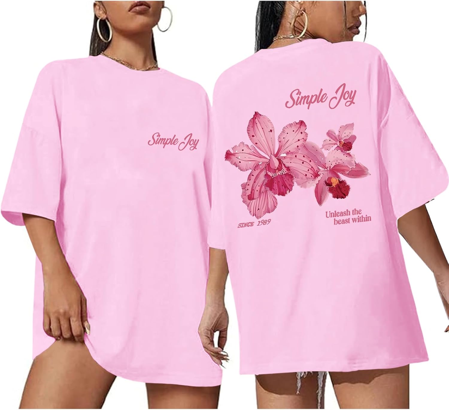 Oversized Hibiscus Shirt Women Hawaiian Flower T Shirts Vintage Graphic Tees Cute Aesthetic Coastal Clothes for Teens
